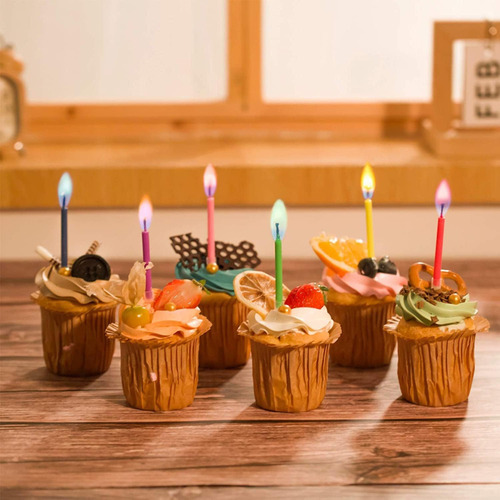 Velas Mágicas De Cumpleaños Con Llamas De Colores, Set De 6