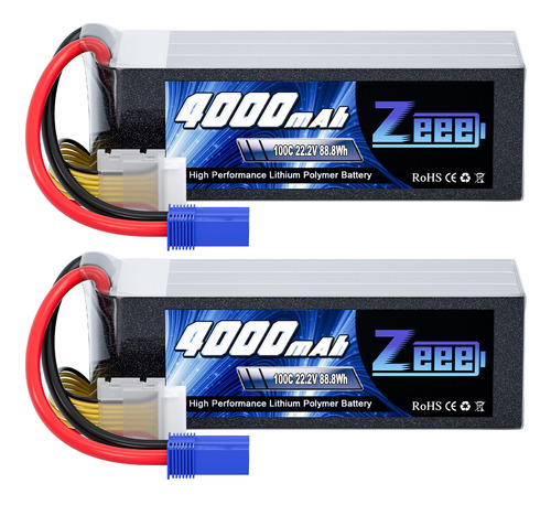 Zeee 6s Lipo Batería Mah 22.2v 100c Con Conector Ec5 Bater.