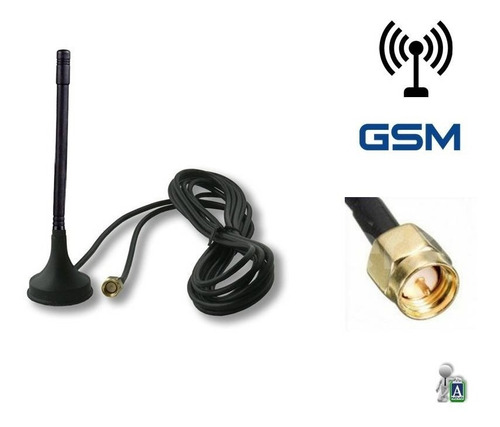 Antena Gsm Con Base Magnetica 2db Sma Macho 1,2mts.