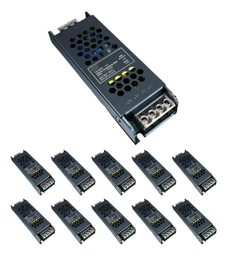 Kit 10 Fonte Chaveada Slim Para Perfil Led 10a 12v 120w