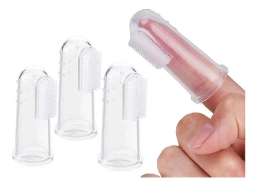 3 Escovas Dente Massageadora De Dedo Bebê Silicone C/ Estojo