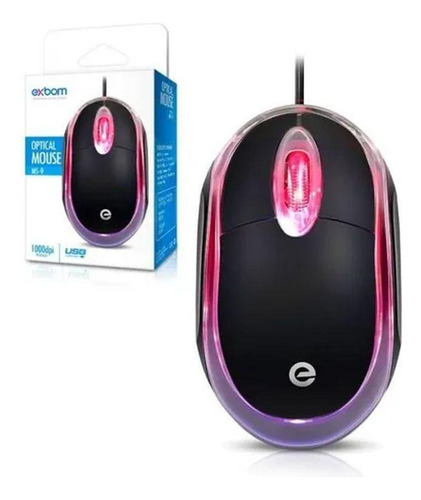 Mouse Usb Mini Led 1000 Dpi Pc Notebook Ms-9 Exbom Preto