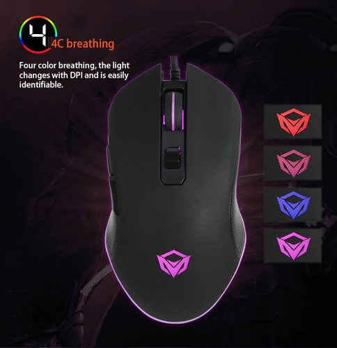 Imagen 7 de 10 de Combo Teclado Mouse Gamer Meetion Mt C 510 Luces Rgb Pc Ps4