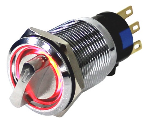 Selector Antivandalismo 19mm 3 Posiciones 12v Rojo