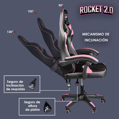 Imagen 4 de 5 de Silla Gamer Ergonomica Reclinable Rocket2.0 Game By Steelpro
