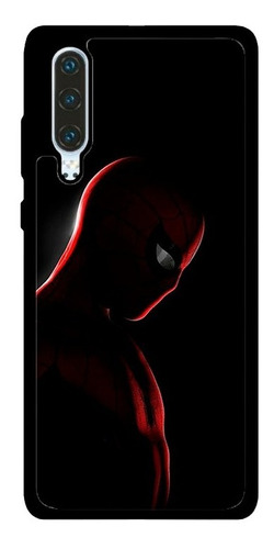 Case Funda Para Huawei P30 Spiderman Fondo Negro Silueta