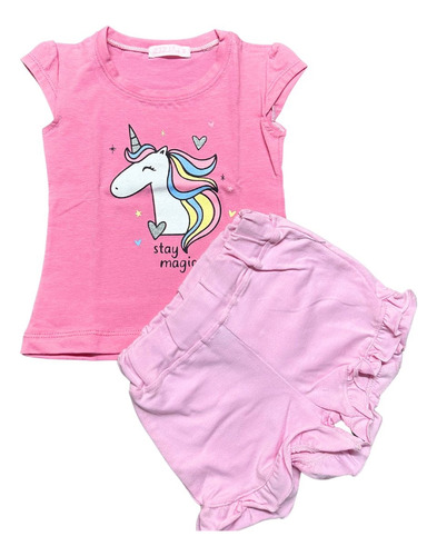 Conjunto Algodon Remera + Short Algodon Bebe Nena 1-4 Años