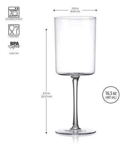 Juego De 4 Copas De Vino Cuadradas, Copas De Vino Modernas C
