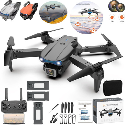 Mini drone Genérica Drone E99 Pro/K3 com dual câmera Altadefinición preto 2.4GHz 3 baterias