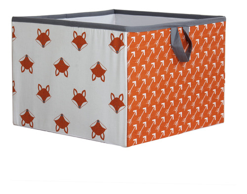 Bacati Playful Foxs - Caja De Almacenamiento, Naranja/gris,.