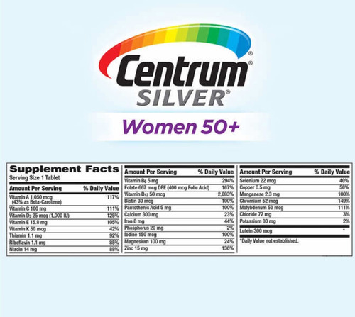 Imagen 2 de 3 de Centrum Silver Mujer 50 Plus Multi Vitamínico 275 Tabletas