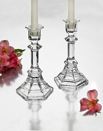 Studiosilversmiths 43998 Octagon Flare Crystal Candlesticks