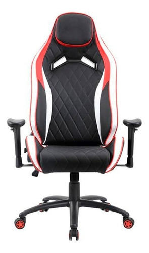Cadeira de escritório Pctop Premium 1020 gamer ergonômica  preta, vermelha e branca com estofado de couro sintético