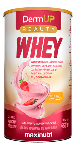 Dermup Beauty Whey Sabor Iogurte De Morango 450g Maxinutri