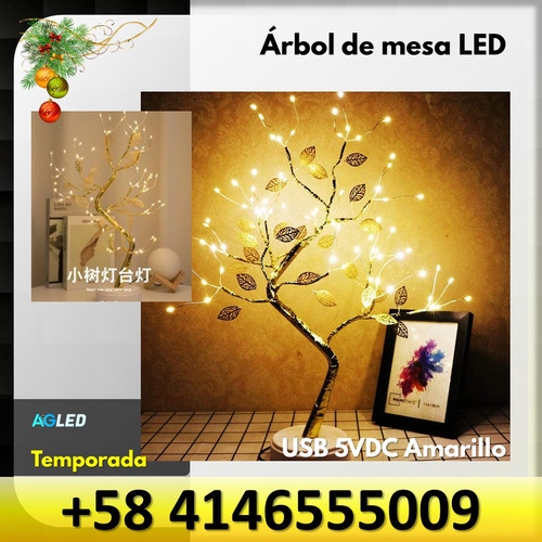 Arbol De Mesa Led Y Otros Usb 5vdc Amarillo