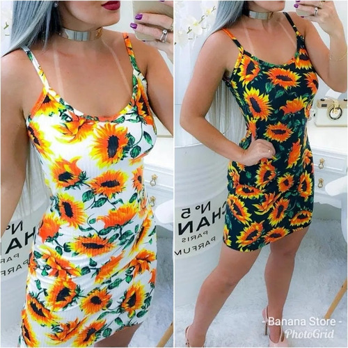 vestido estampado de girassol