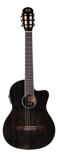 Guitarra Electroacústica Tres Pinos,color Negro Tpces-0600bk Negro Diestro Ébano