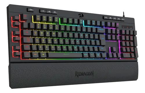Teclado Gamer Membrana Redragon Shiva Rgb V2 Preto Preto Português Brasil