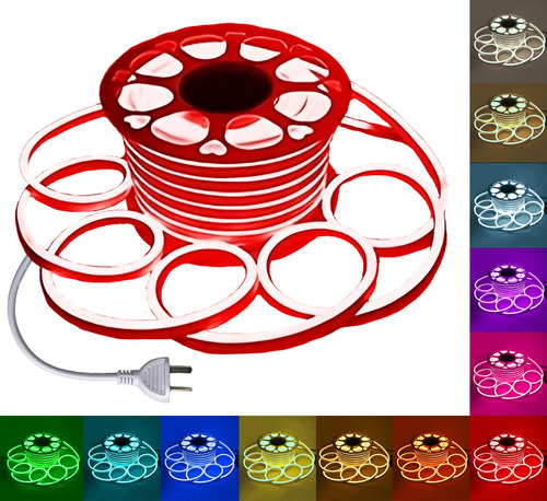 Tira Manguera Luz Led Flexible Neon Exterior 50mts Rojo Veoquiero