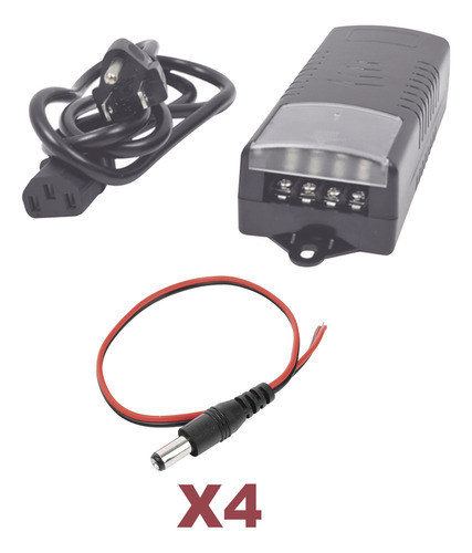 Kit Con Fuente Epcom Con Salida De 12 Vcc A 5 Amper Con 4
