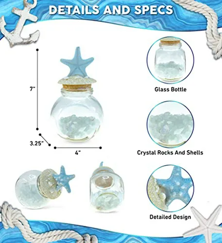 Frasco De Vidrio Náutico Con Estrella De Mar - Decoración Pa