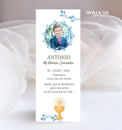 Imagen 4 de 6 de Tarjetas Primera Comunión Nenes Señalador Con Foto X 3u