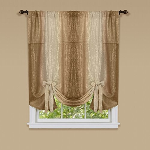 Ombre Tie Up Shade Cortina Ventana  50 X 63 Pulgadas  A...