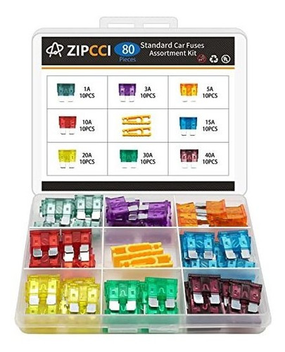 Kit De 80 Piezas De Fusibles Estandar Para Auto (1a A 40amp)