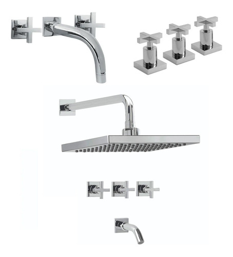 Combo Grifería Peirano Santander Lav Pared Bidet Ducha Embu Ahora 12 Y 18