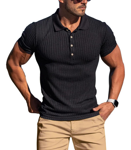 Polo Muscular Para Hombres Camisas De Golf Ajustadas De Mang
