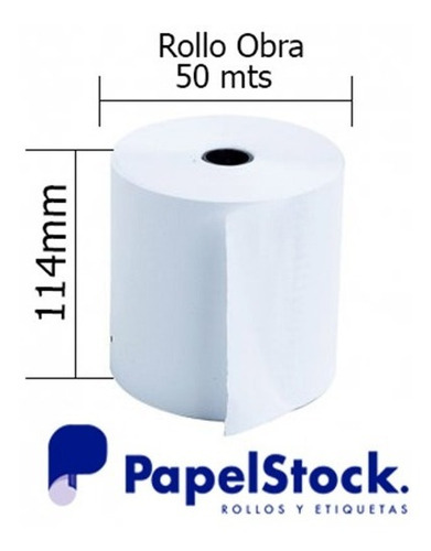 40 Rollos De Papel Obra 114x50 Lisos Blanco