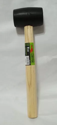 Mazo de goma de 8 onzas, madera dura, mazo suave de doble cara con mango de  madera, negro