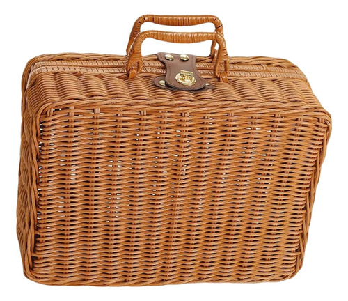 Cesta De Picnic De Mimbre Sintético Cesta De Servicio De