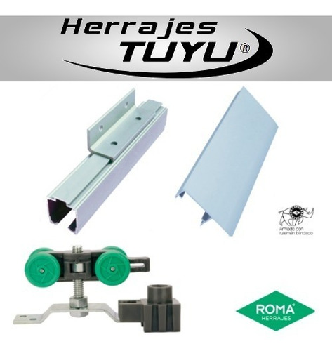 Imagen 2 de 3 de Kit Puerta Corrediza Quattro 3m Roma Dn 50 Mr Plus Anodizado