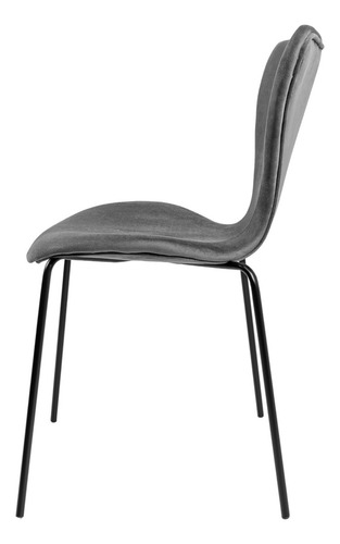 Juego Set 4 Sillas Tapizadas Terciopelo Comedor Minimalista Estructura de la silla Negro Asiento Gris oscuro