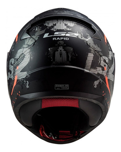 Imagen 4 de 9 de Casco Moto Integral Ls2 353 Rapid Circle Negro Mate Naranja