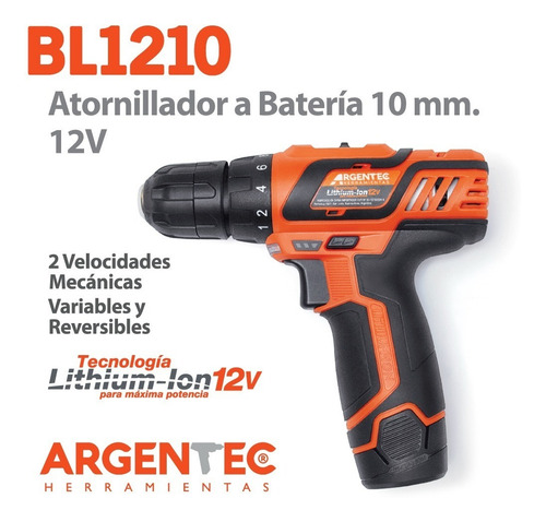 Taladro Atornillador A Bateria Argentec Bl1210 12v Ion Litio
