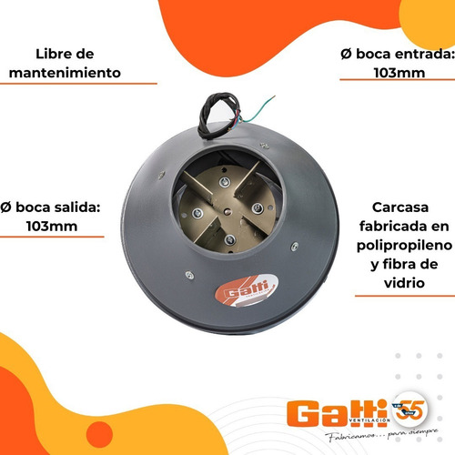 Imagen 5 de 9 de Extractor De Aire Entre Conducto 10 Cm Baño/cocina Gatti Ventilacion