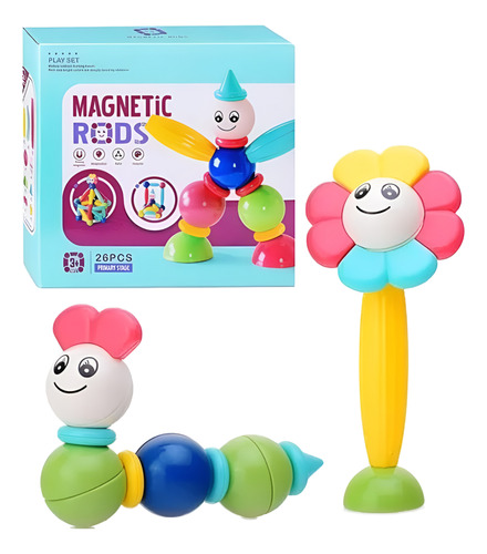 Kit Juego Imánes De Barras Y Bolitas De Construccion 26pcs