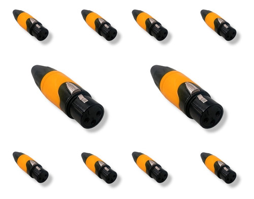 Paquete 10 Jacks Canon Naranja Alta Calidad Xlr Micrófono