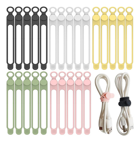 Bridas De Silicona Reutilizables Para Cables 25 Unidades