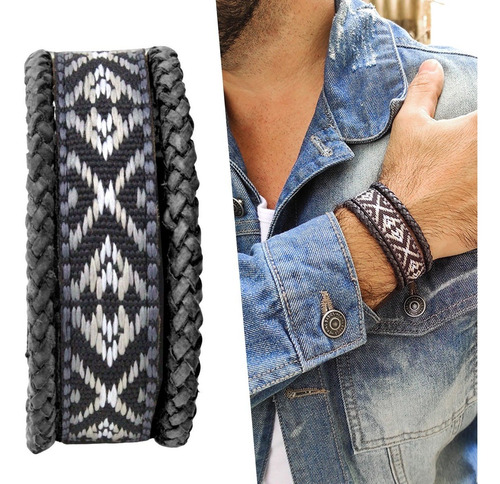 Pulseira Bracelete Couro Pena Tribal Indígena Top Promoção