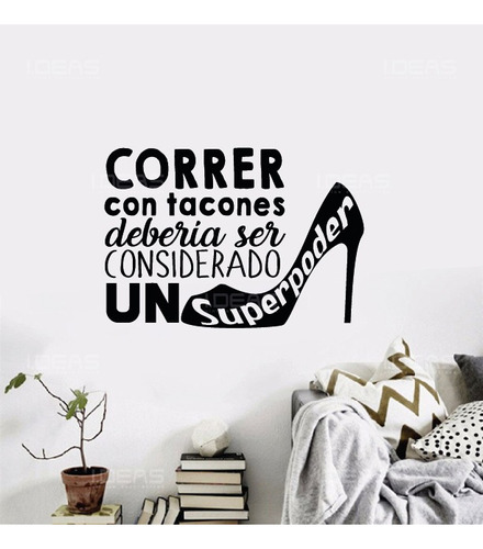 Vinil Decorativo Frase Correr Con Tacones Deporte Extremo