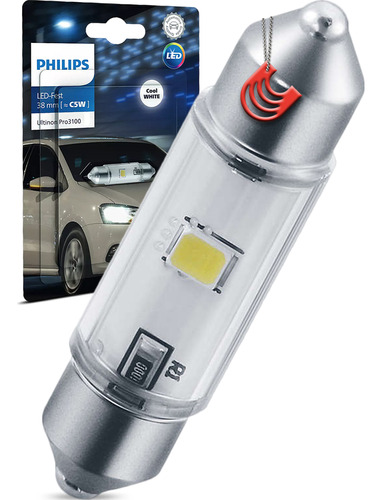 Lampada Led Philips Torpedo 38mm 6000k 12v - Teto Porta-mala