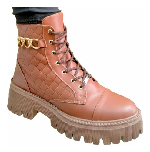 Botines De Mujer Urbanos Estilo Militar Cadena Envio Gratis