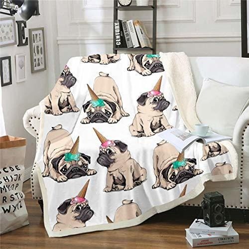 Manta De Forro Polar Para Perro Pug Dog Ice Cream She