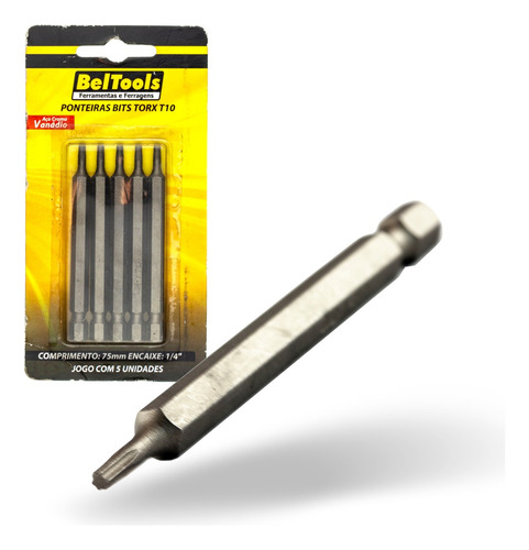 Kit C/ 5 Ponta Bit Torx 75mmx1/4xt10 Beltools