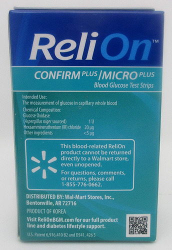 Tiras Reactivas De Glucosa En Sangre Relion Confirm Plus/mic