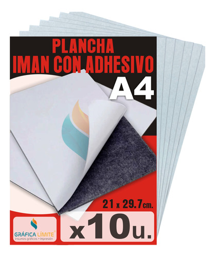Plancha Imán A4 Autoadhesiva Paquete 10 Hojas Flexible 0.3mm