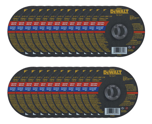 Pack 25 Discos Corte Metal 4-1/2 X 3/64''x7/8'' Dewalt Dw446